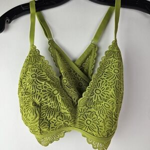 AUDEN M Womens Green Lace Lightly Lined Crossback Wireless Pull On Bralette‎